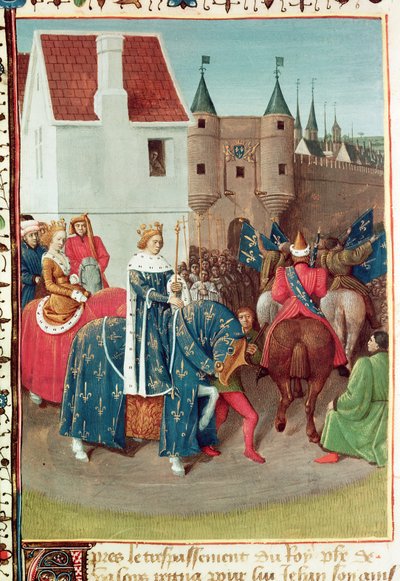 Einzug in Paris von König Johann II. (1319-64) Le Bon und Königin Jeanne von Boulogne, aus 